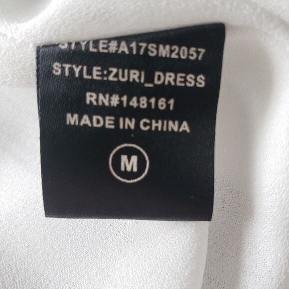 Asher by Fab'rik Zurich Tulip Sleeve Ruffled High Low Wrap Striped Dress Medium - Picture 11 of 12